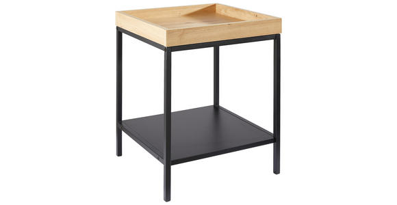 BEISTELLTISCH 40/40/50 cm Schwarz, Eichefarben quadratisch  - Eichefarben/Schwarz, Basics, Holzwerkstoff/Metall (40/40/50cm) - Xora