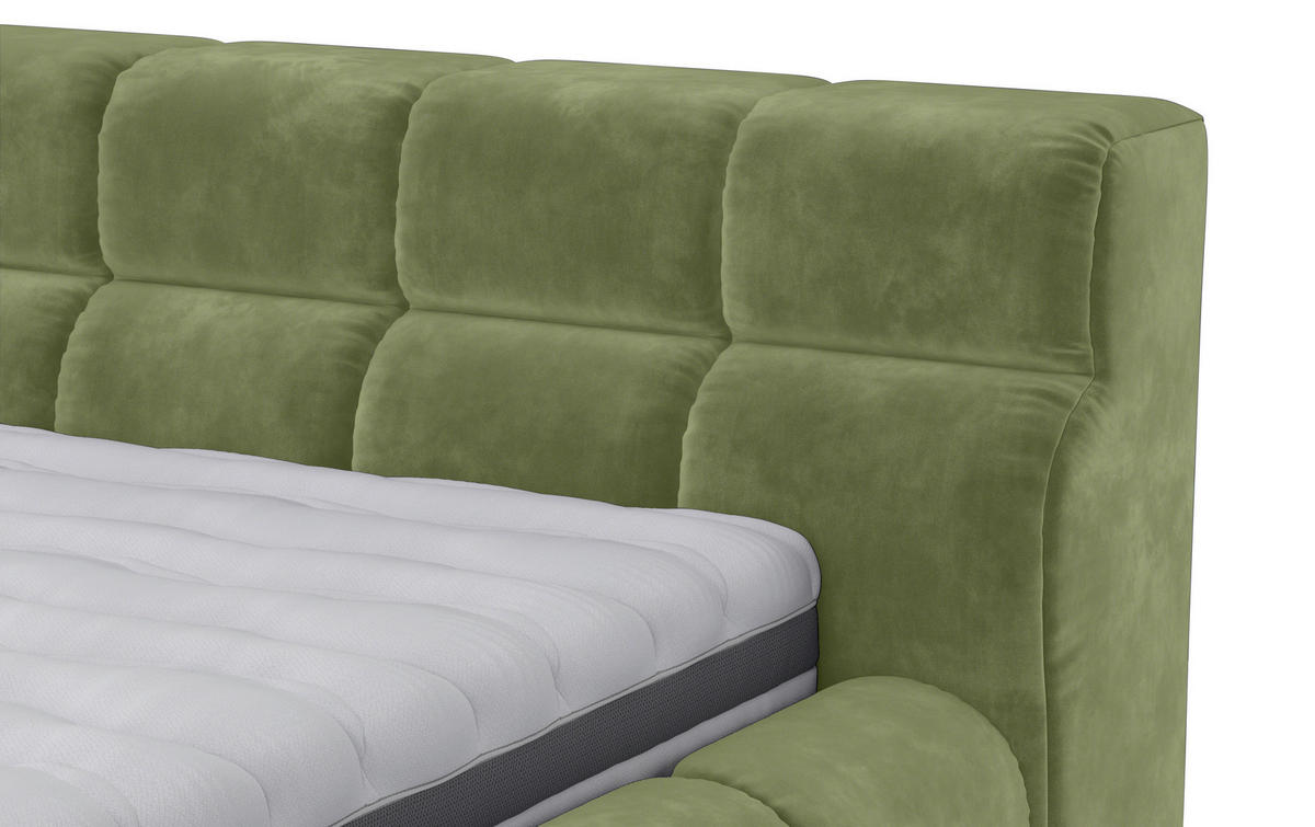 POLSTERBETT 200/200 cm,  in Grasgrün,  - Schwarz/Grasgrün, Design, Textil/Metall (200/200cm) - Belluti