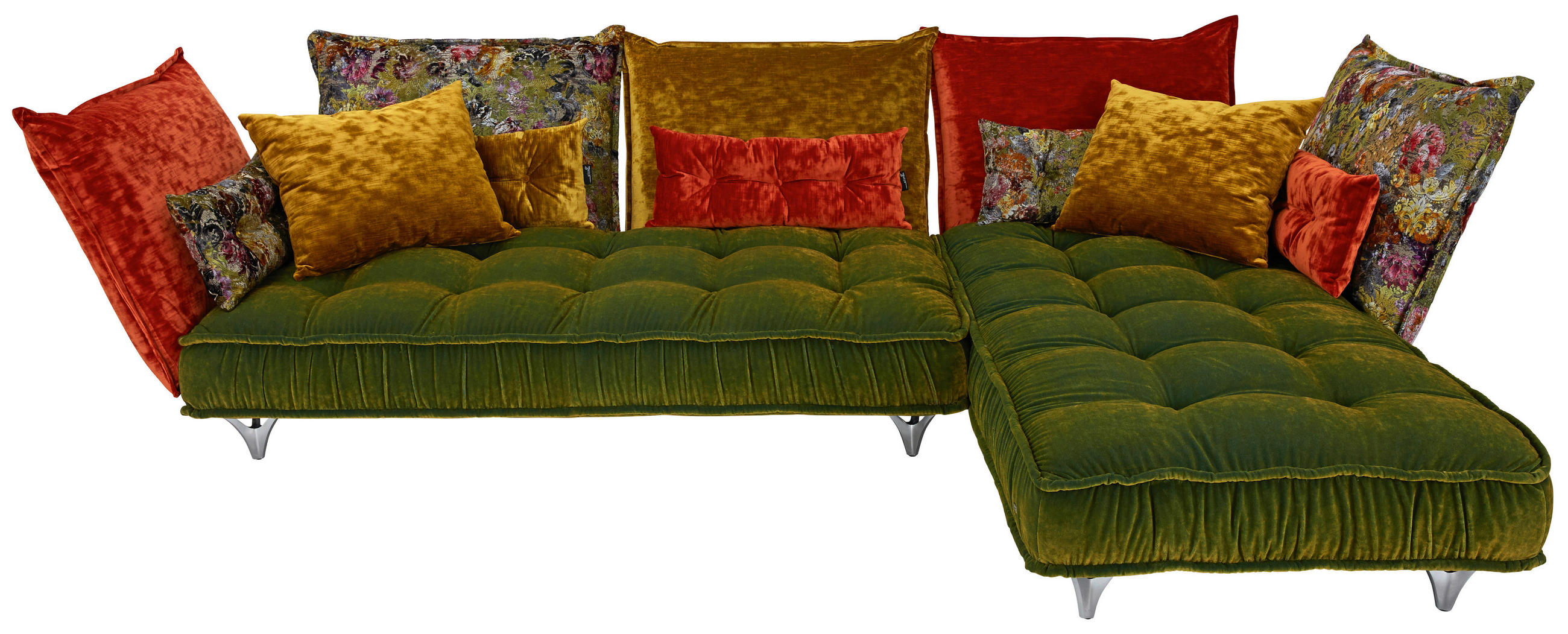 ECKSOFA in Flachgewebe Multicolor  349/219 cm  - Multicolor, Trend, Textil/Metall (349/219cm) - Bretz