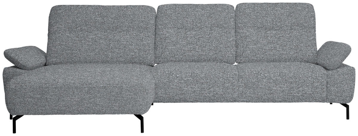 ECKSOFA Chenille, Flachgewebe Blaugrau  - Blaugrau/Schwarz, Design, Textil/Metall (165/318cm) - Xora