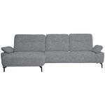 ECKSOFA in Chenille, Flachgewebe Blaugrau  165/318 cm  - Blaugrau/Schwarz, Design, Textil/Metall (165/318cm) - Xora