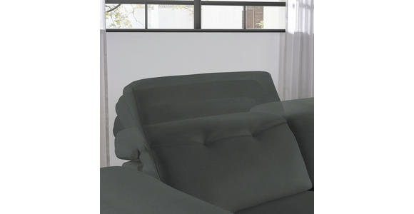 ECKSOFA in Echtleder Grau 305/163 cm - Eichefarben/Schwarz, Design, Leder/Holz (305/163cm) - Novel