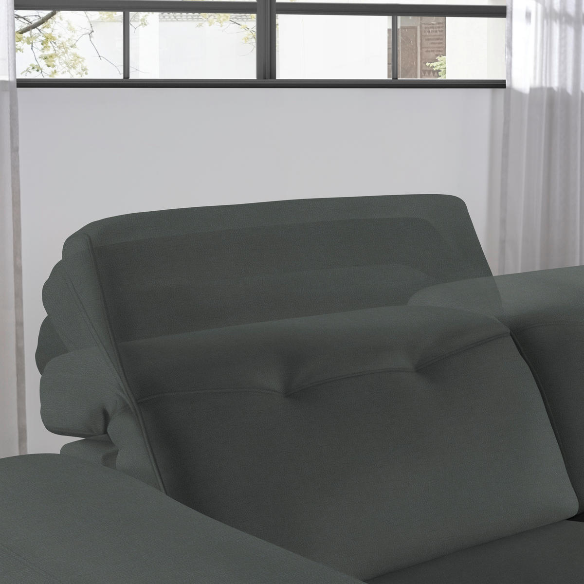 ECKSOFA in Echtleder Grau  305/163 cm  - Eichefarben/Schwarz, Design, Leder/Holz (305/163cm) - Novel
