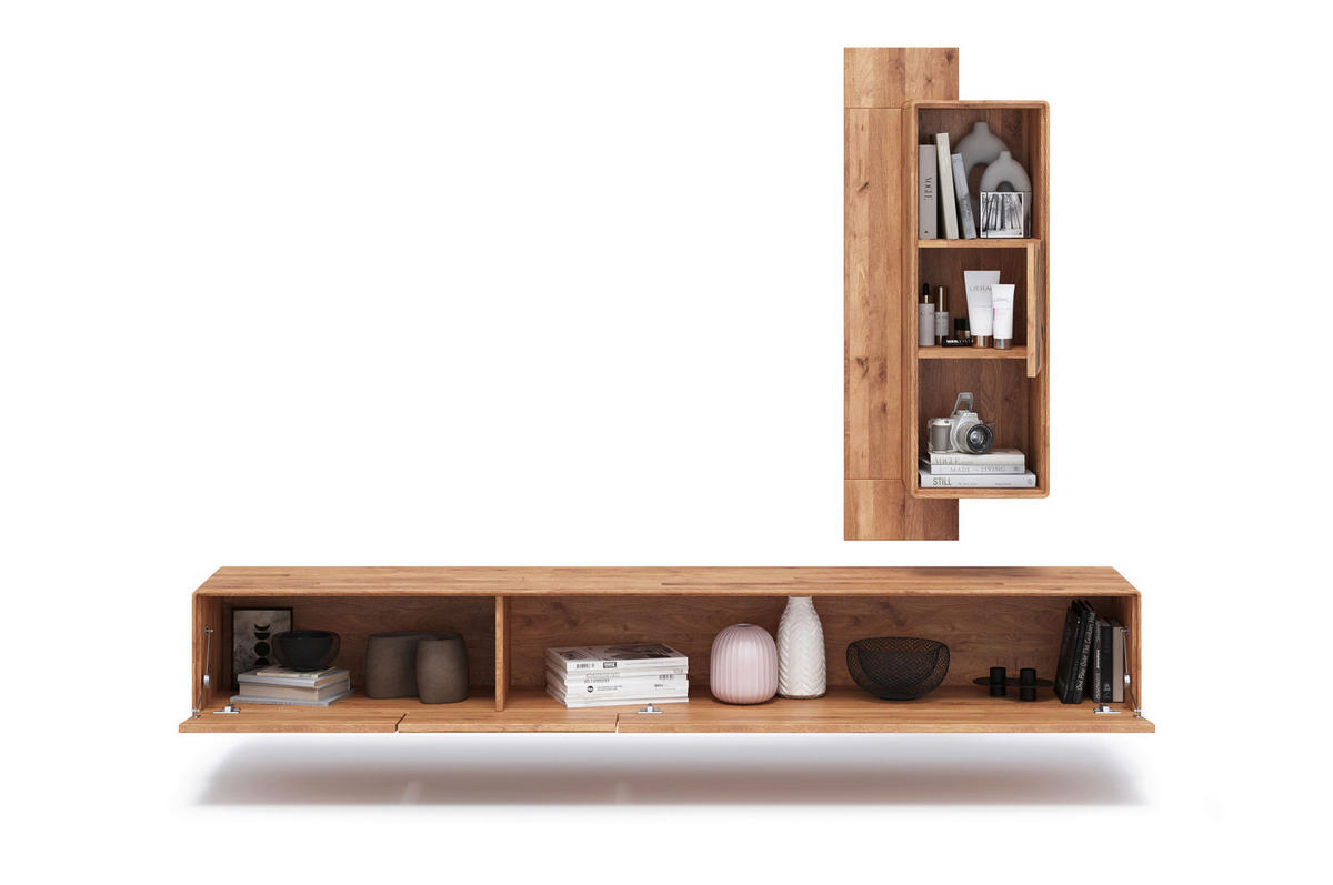WOHNWAND 2-teilig  in Eichefarben  220/151/40 cm  - Wildeiche/Eichefarben, Basics, Holz (220/151/40cm) - Livetastic