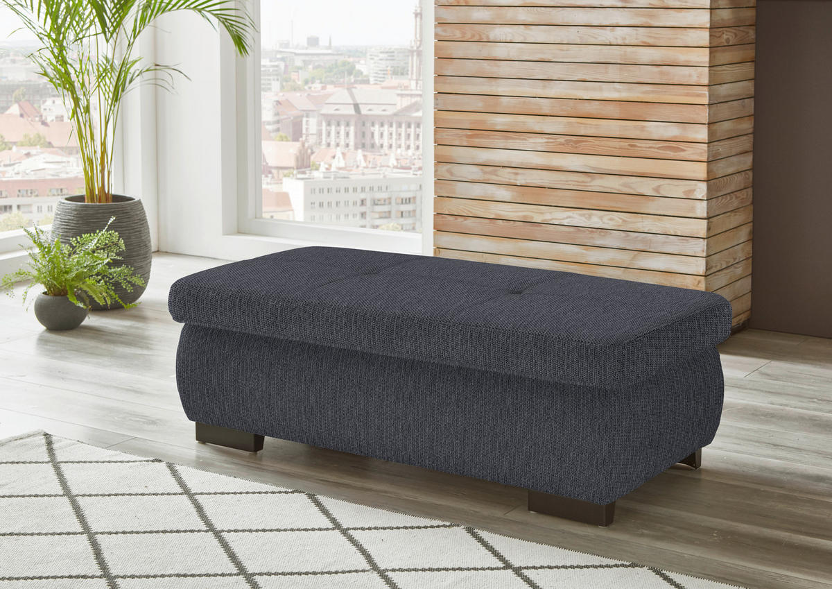 ECKSOFA in Flachgewebe Anthrazit  - Anthrazit/Schwarz, Design, Textil/Metall (297/174cm) - Beldomo Style