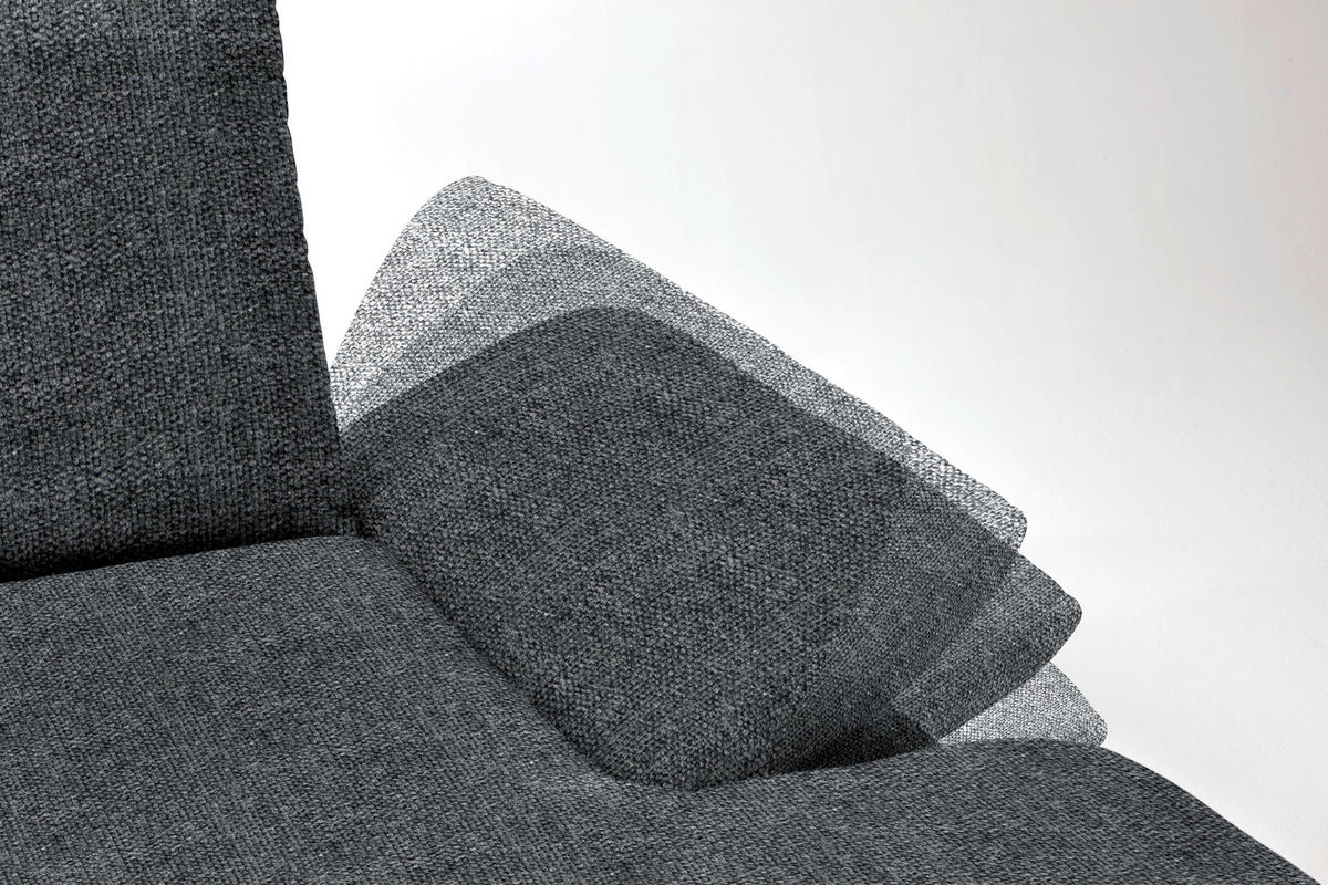 ECKSOFA in Flachgewebe Dunkelgrau  - Dunkelgrau/Schwarz, Design, Holz/Textil (314/159cm) - Dieter Knoll