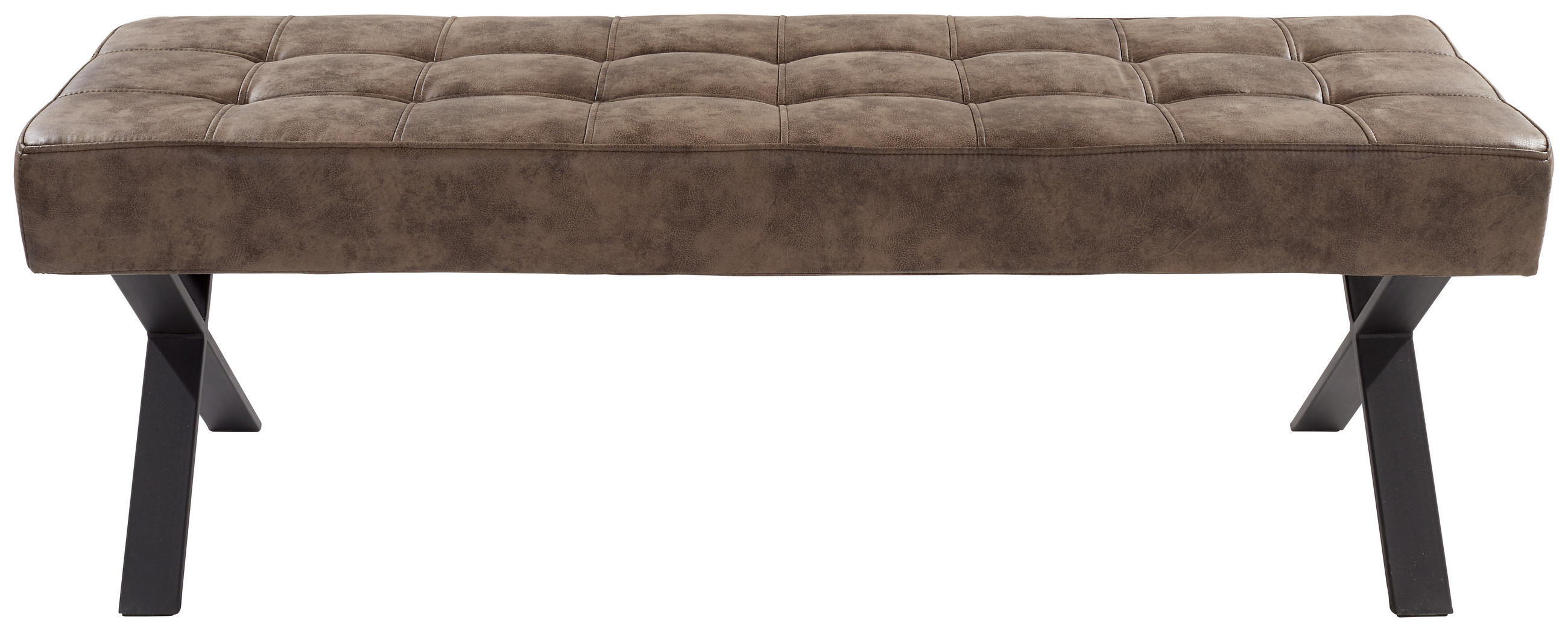 SITZBANK 140/48/45 cm Lederlook, Samt Braun  - Anthrazit/Braun, MODERN, Textil/Metall (140/48/45cm)