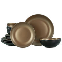 TAFELSERVICE Glamour Gold 12-teilig  - Goldfarben/Schwarz, Keramik (31,5/31/38cm) - Creatable