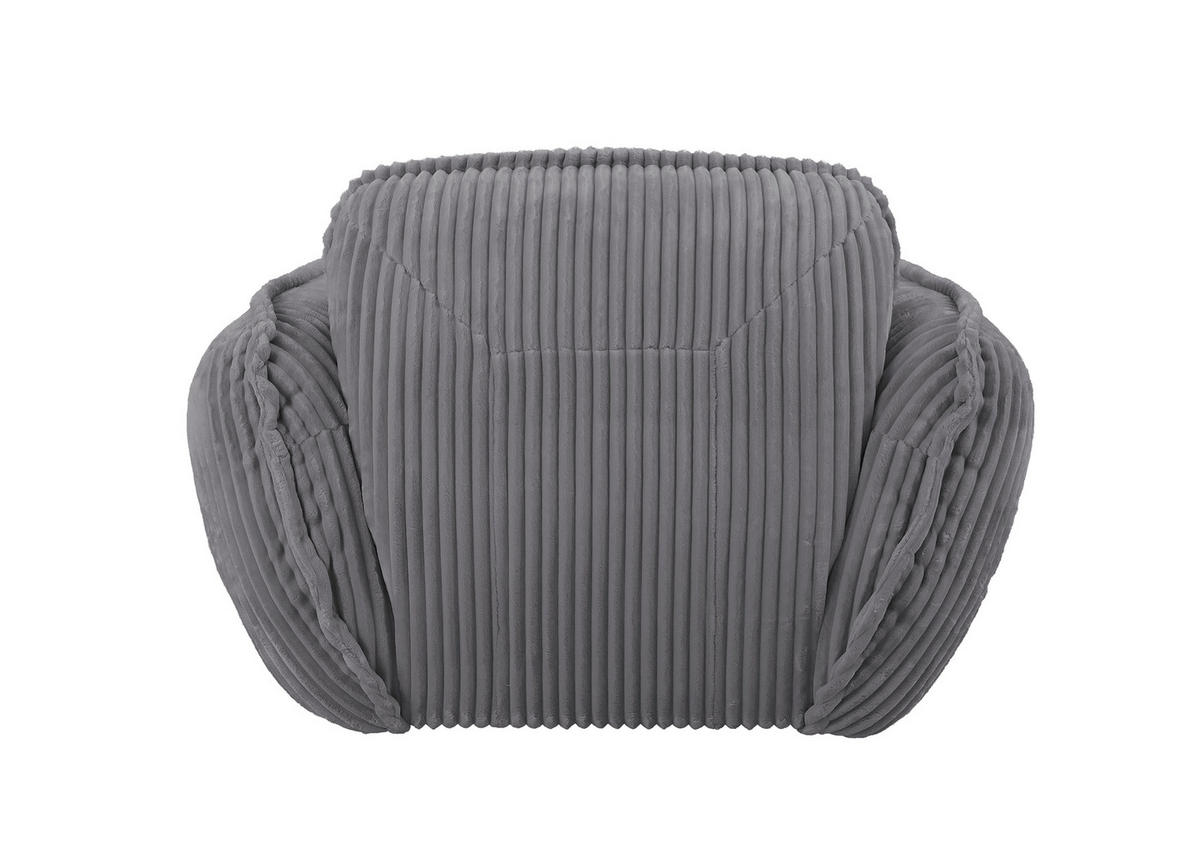 SESSEL in Cord Grau  - Schwarz/Grau, MODERN, Kunststoff/Textil (123/87/120cm) - Trendmanufaktur