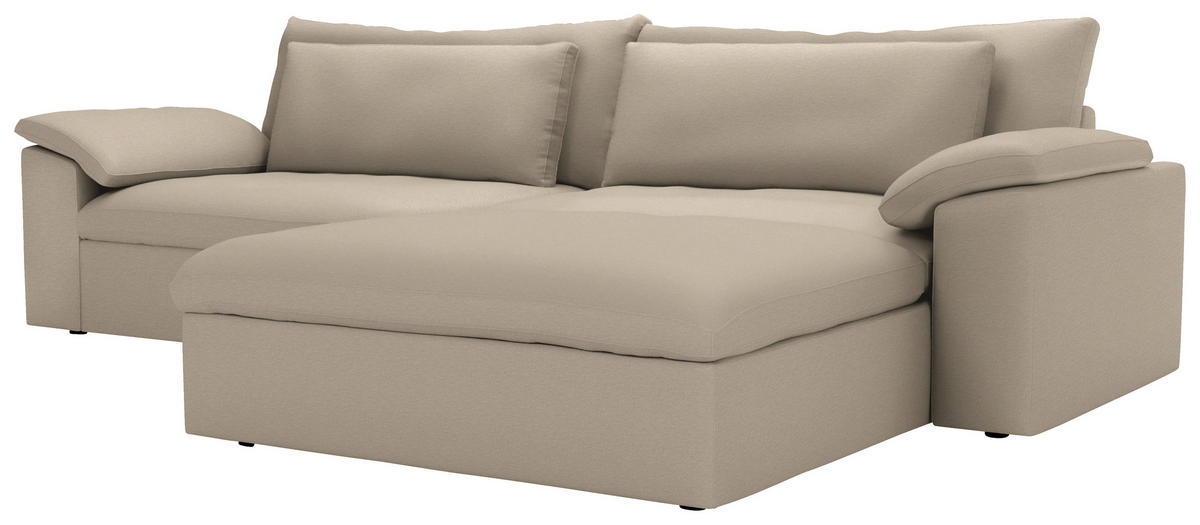 ECKSOFA  Chenille Greige  - Greige/Schwarz, Modern, Kunststoff/Textil (306/198cm) - Carryhome