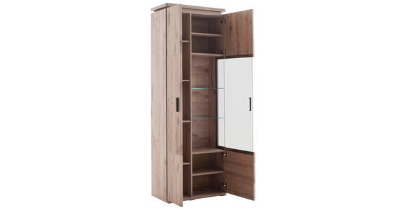 VITRINE Eiche dunkel 75/208/38 cm - Eiche dunkel/Anthrazit, KONVENTIONELL, Glas/Holzwerkstoff (75/208/38cm) - Cantus
