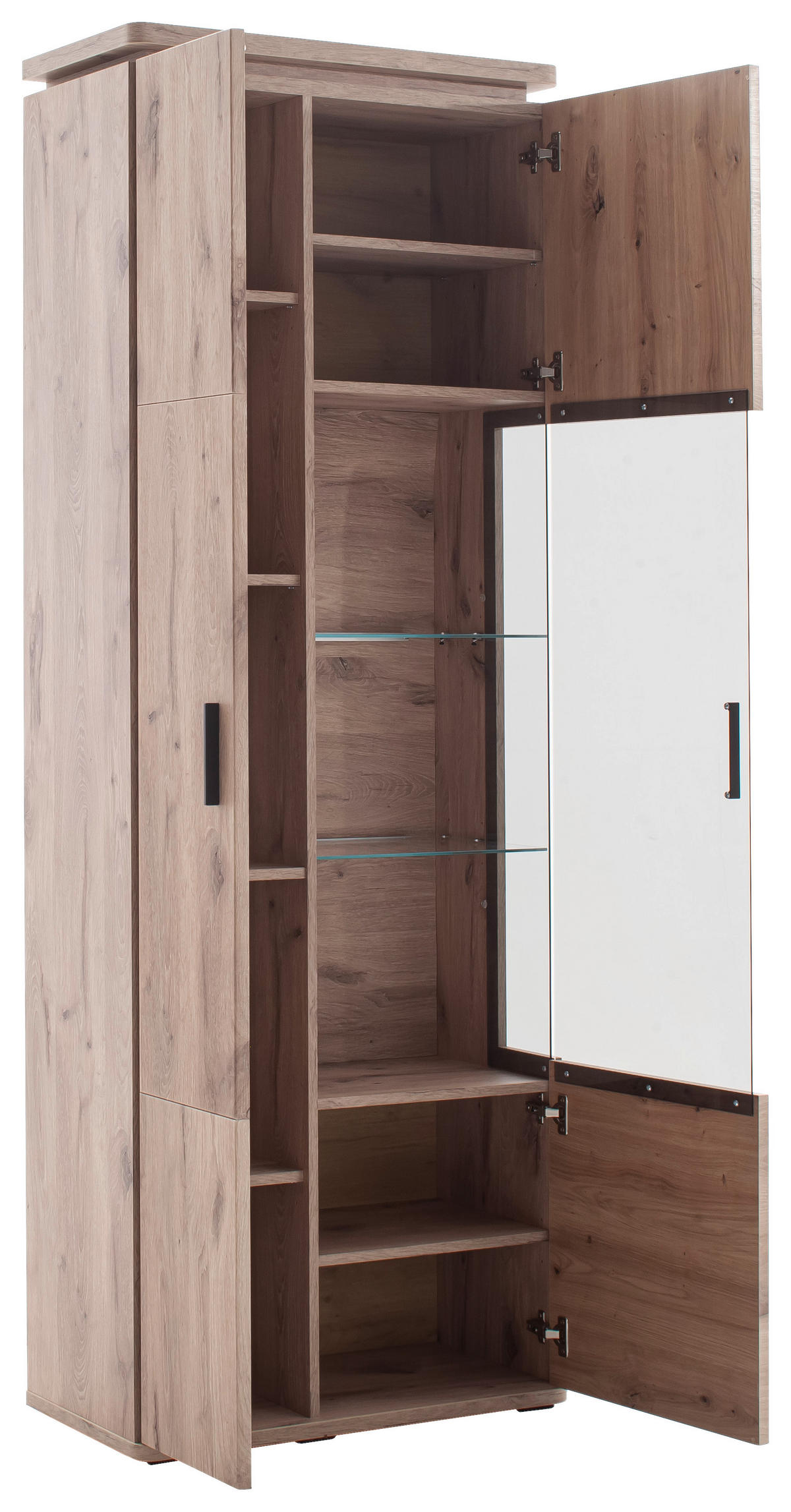 VITRINE Eiche dunkel  75/208/38 cm  - Eiche dunkel/Anthrazit, Konventionell, Glas/Holzwerkstoff (75/208/38cm) - Cantus