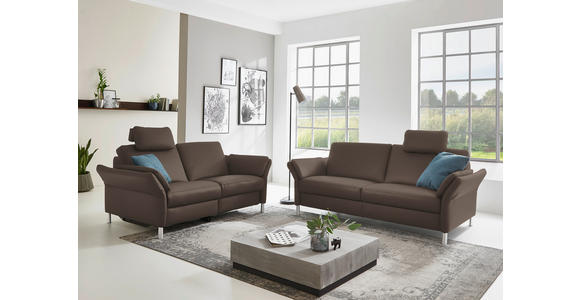 2,5-SITZER in Leder Dunkelbraun  - Dunkelbraun/Alufarben, Design, Leder/Metall (164/82/99cm) - Dieter Knoll