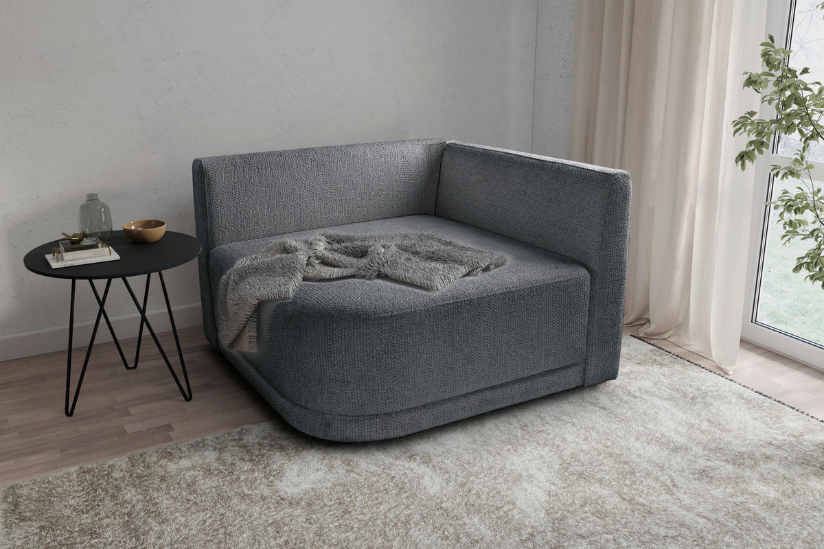 SOFA ZURI in Struktur Dunkelgrau  - Dunkelgrau/Senfgelb, Trend, Kunststoff/Textil (110/75/115cm) - Livetastic
