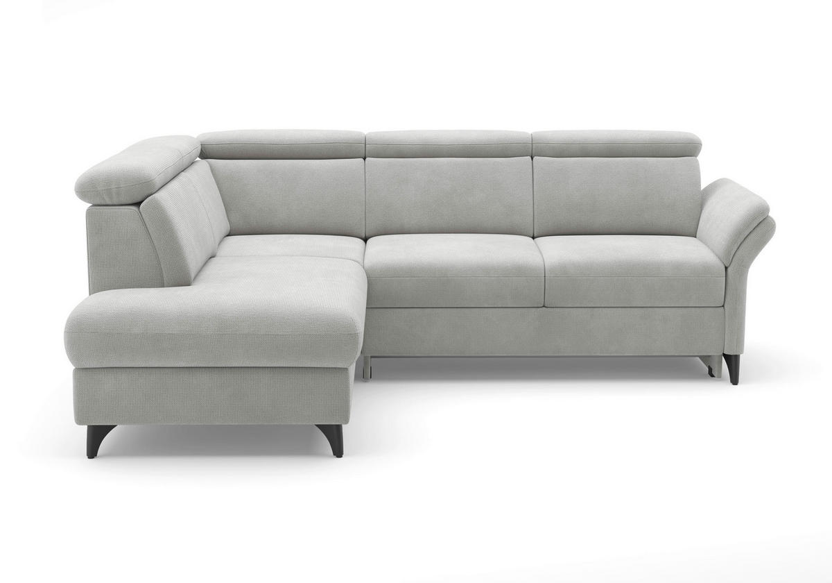 ECKSOFA Flachgewebe Silberfarben  - Silberfarben/Schwarz, Konventionell, Textil/Metall (193/247cm) - Sit & More
