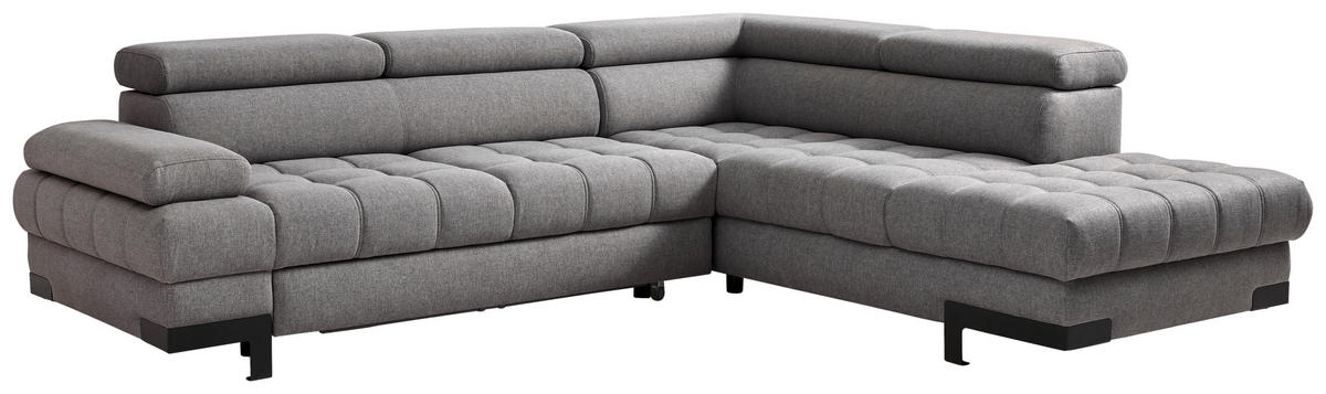 ECKSOFA Anthrazit Webstoff  - Anthrazit/Schwarz, Design, Textil/Metall (263/223cm) - Welnova