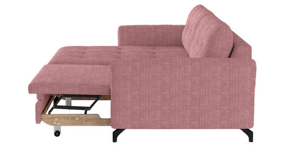 ECKSOFA in Flachgewebe, Leinenoptik Rosa  - Schwarz/Rosa, Design, Textil/Metall (170/242cm) - Xora