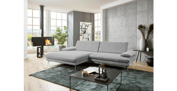 ECKSOFA in Velours Hellgrau 184/284 cm - Hellgrau/Schwarz, Design, Textil/Metall (184/284cm) - Dieter Knoll