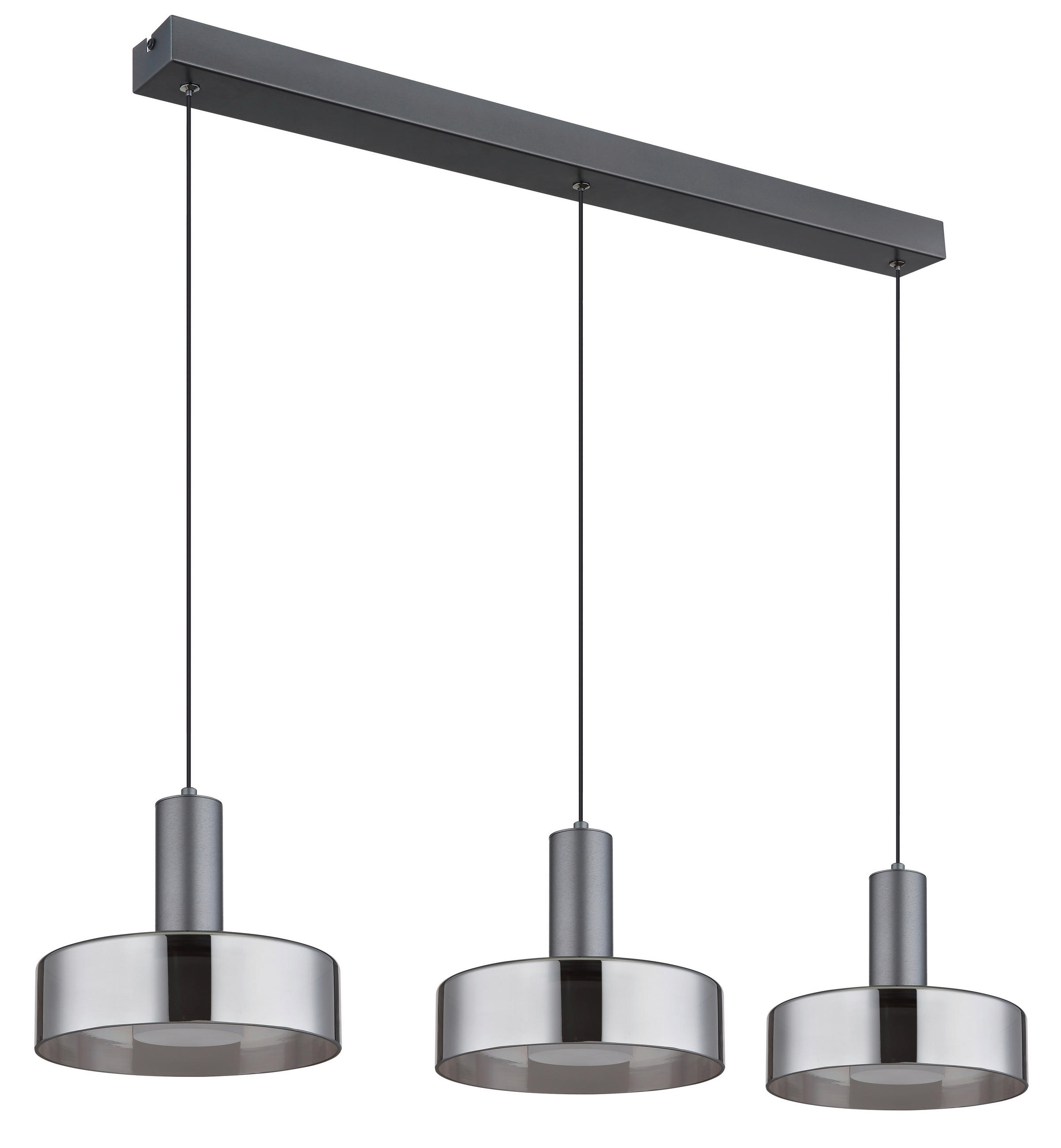 LED-HÄNGELEUCHTE 90/22/150 cm  - Schwarz/Grau, Design, Glas/Kunststoff (90/22/150cm) - Globo
