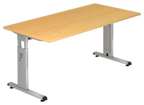 SCHREIBTISCH 160/80/65-85 cm in Buchefarben - Silberfarben/Buchefarben, KONVENTIONELL, Holzwerkstoff/Metall (160/80/65-85cm) - Venda
