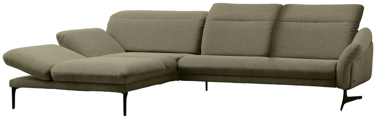 ECKSOFA in Webstoff Olivgrün  - Anthrazit/Olivgrün, Design, Textil/Metall (203/299cm) - Himolla