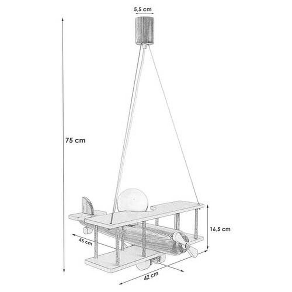 KINDERHÄNGELEUCHTE Flugzeug 42/45/75 cm   - Weiß/Rosa, KONVENTIONELL, Holz (42/45/75cm)