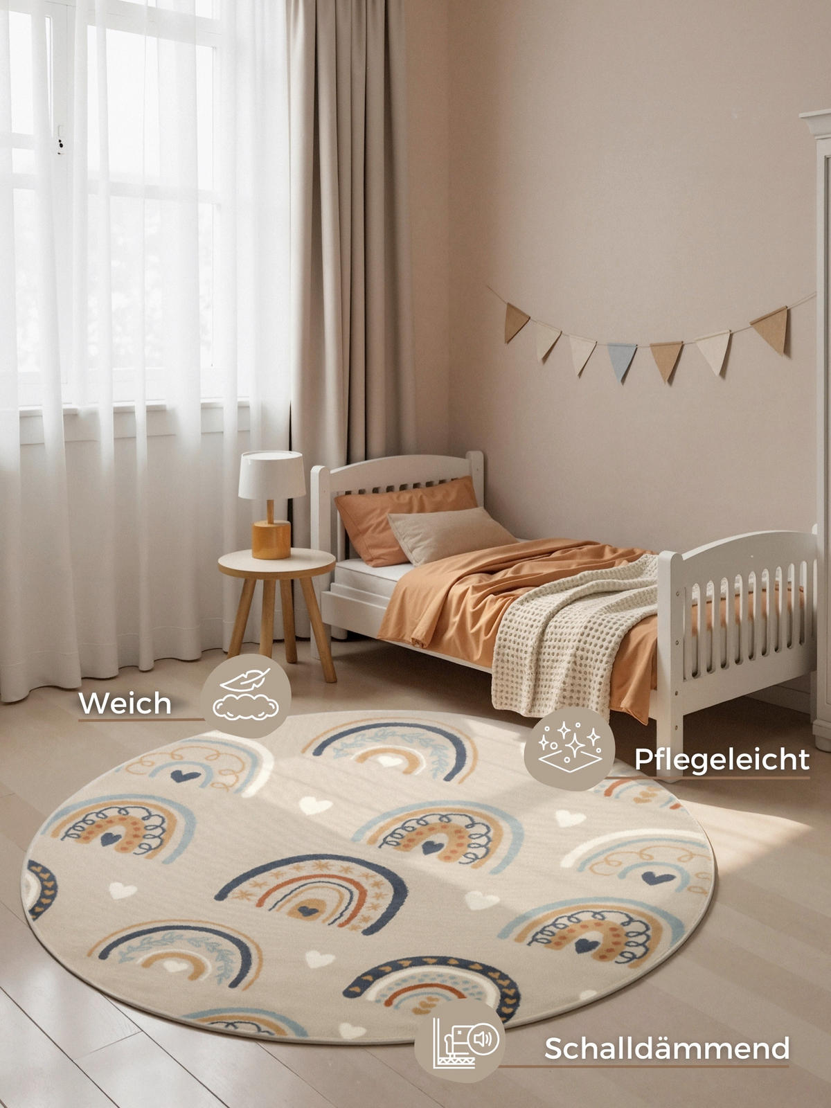 KINDERTEPPICH 160 cm Adventures Regenbogen  - Beige/Multicolor, Design, Kunststoff/Textil (160cm) - Hanse Home