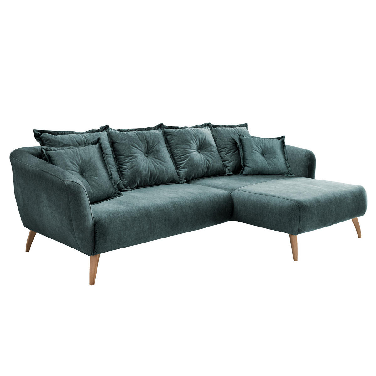 ECKSOFA in Velours Blau  - Blau/Schwarz, Modern, Holz/Textil (277/162cm) - Livetastic