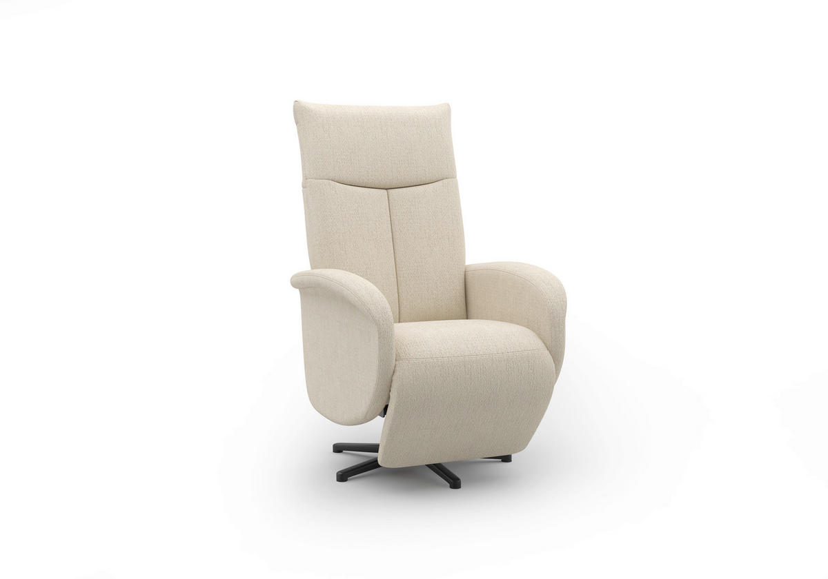 RELAXSESSEL GLENDALE E Chenille Kopfteilverstellung, Rücken echt    - Sandfarben/Schwarz, KONVENTIONELL, Textil/Metall (75/112/82cm) - Sit & More