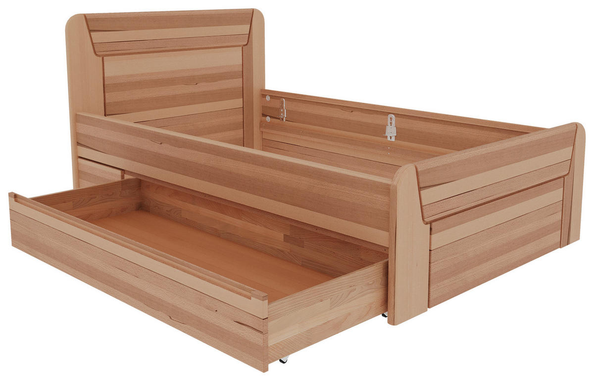 BETT 100/200 cm  in Kernbuche  - Kernbuche, MODERN, Holz (100/200cm) - MID.YOU