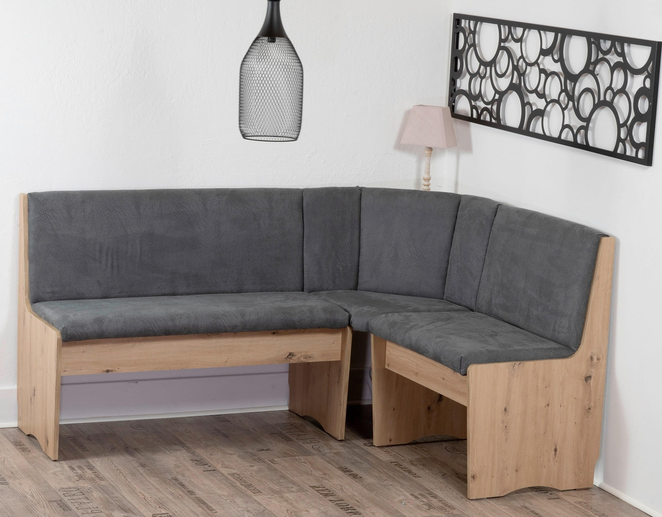 ECKBANK Mikrofaser Eiche Artisan, Grau   - Eiche Artisan/Grau, KONVENTIONELL, Textil (165/89/125cm) - MID.YOU