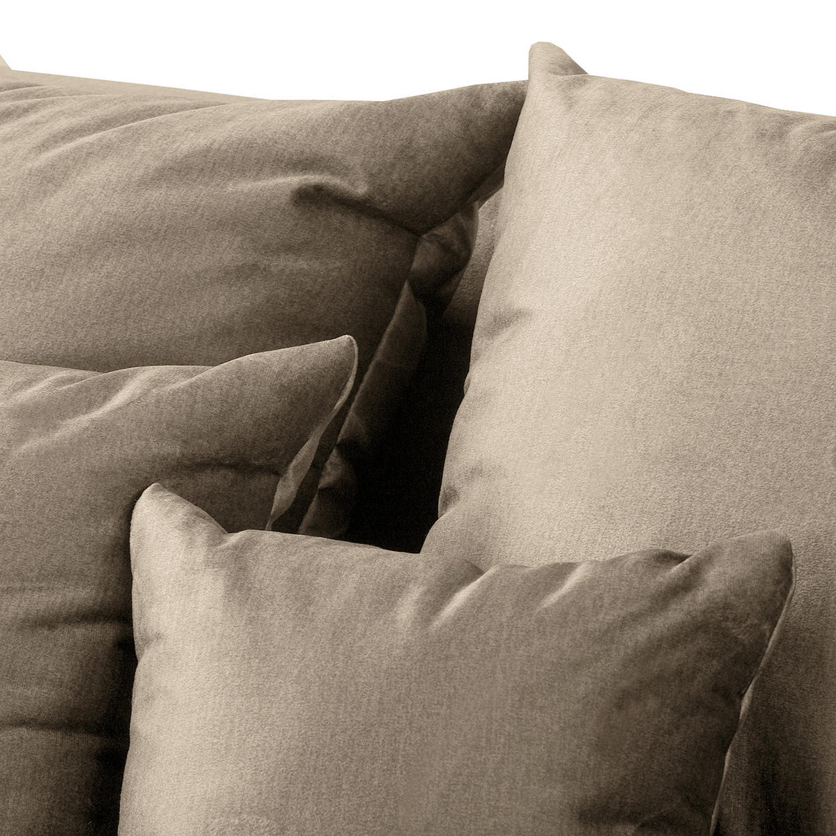 ECKSOFA Naomi in Velours Braun Rückenkissen  284/243 cm  - Schwarz/Braun, Design, Kunststoff/Textil (284/243cm) - P & B