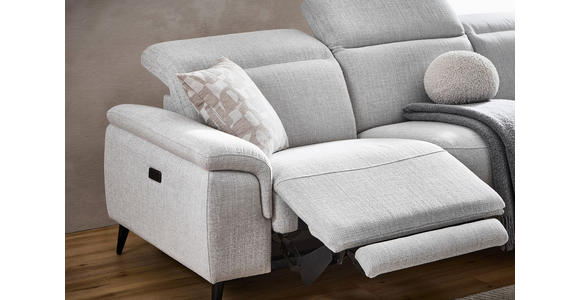 ECKSOFA  in Leinenoptik Hellgrau, Grauweiß  270/171 cm  - Schwarzchrom/Hellgrau, Design, Holz/Kunststoff (270/171cm) - Xora