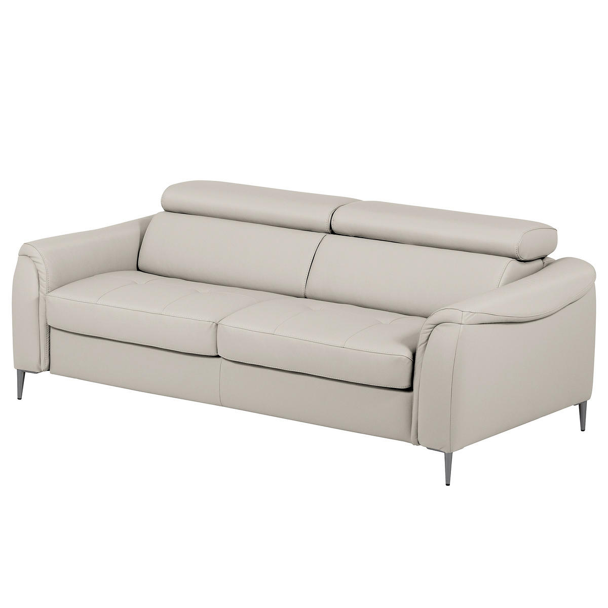 SCHLAFSOFA PAFOS Grau Echtleder Lederlook  - Schwarz/Grau, Design, Leder/Textil (203/77-98/103cm) - MID.YOU