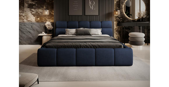 POLSTERBETT 140/200 cm,  in Dunkelblau,  - Schwarz/Dunkelblau, Design, Kunststoff/Textil (140/200cm) - Esposa