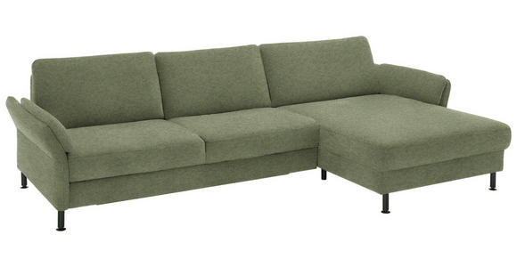 ECKSOFA  in Chenille, Flachgewebe Olivgrün  316/175 cm  - Schwarz/Olivgrün, Design, Textil/Metall (316/175cm) - Dieter Knoll