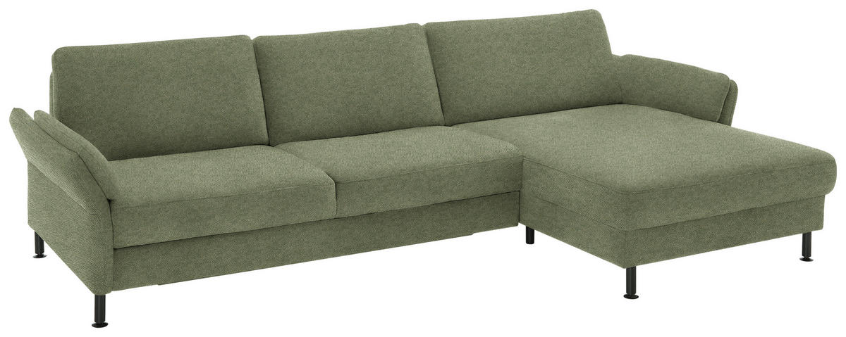 ECKSOFA  in Chenille, Flachgewebe Olivgrün  316/175 cm  - Schwarz/Olivgrün, Design, Textil/Metall (316/175cm) - Dieter Knoll