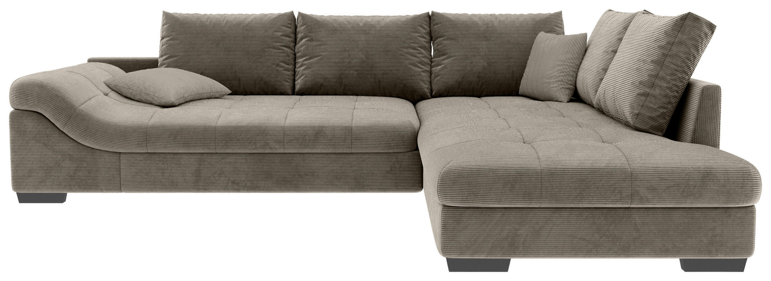 ECKSOFA Taupe Cord  - Taupe/Schwarz, KONVENTIONELL, Holz/Textil (298/202cm) - Carryhome