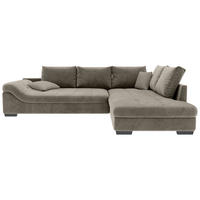 ECKSOFA in Cord Taupe  - Taupe/Schwarz, Konventionell, Holz/Textil (298/202cm) - MID.YOU