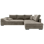 ECKSOFA Taupe Cord  - Taupe/Schwarz, KONVENTIONELL, Holz/Textil (298/202cm) - Carryhome