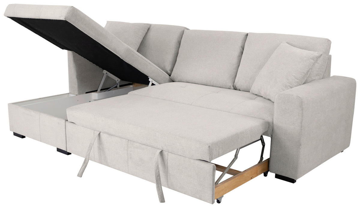 ECKSOFA LUKAS Creme Struktur Zierkissen, Bettkasten  - Creme, Trend, Textil (158/239cm) - P & B