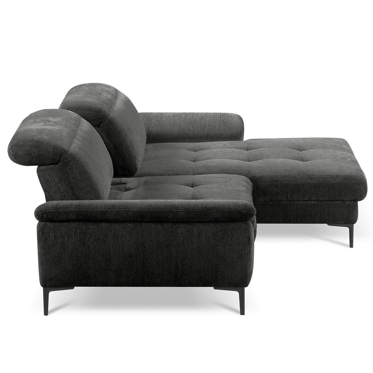 ECKSOFA  Webstoff Schwarz  - Schwarz, Design, Textil/Metall (268/195cm) - Livetastic