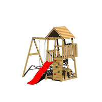 SPIELTURM 270/270/290 cm  - Rot/Naturfarben, KONVENTIONELL, Holz (270/270/290cm) - Ambia Garden