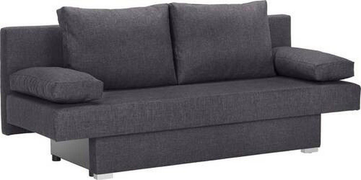 SCHLAFSOFA Webstoff Dunkelgrau  - Dunkelgrau/Alufarben, Design, Kunststoff/Textil (190/74-86/80cm) - Carryhome