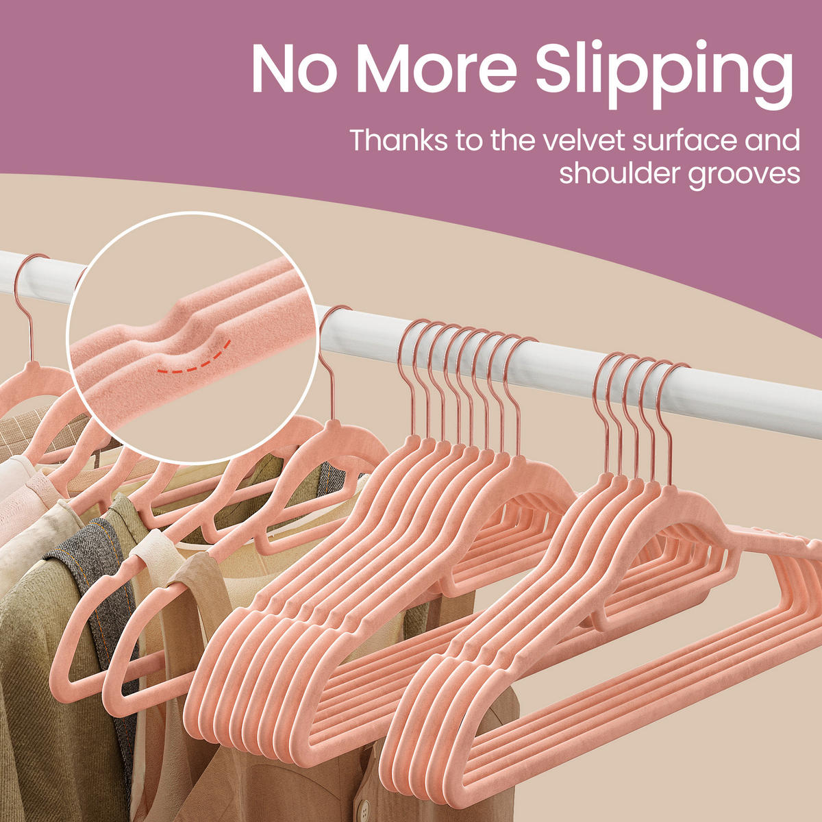 KLEIDERBÜGEL Metall, Kunststoff  - Rosa, Basics, Kunststoff/Metall (42,7/22/0,6cm)