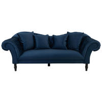 3-SITZER-SOFA Velours Dunkelblau  - Schwarz/Dunkelblau, Design, Holz/Textil (242/91/104cm) - MID.YOU