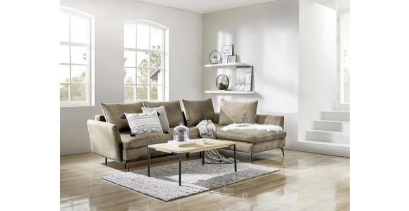 ECKSOFA in Webstoff Dunkelgrün  - Dunkelgrün/Schwarz, Design, Textil/Metall (282/182cm) - Carryhome