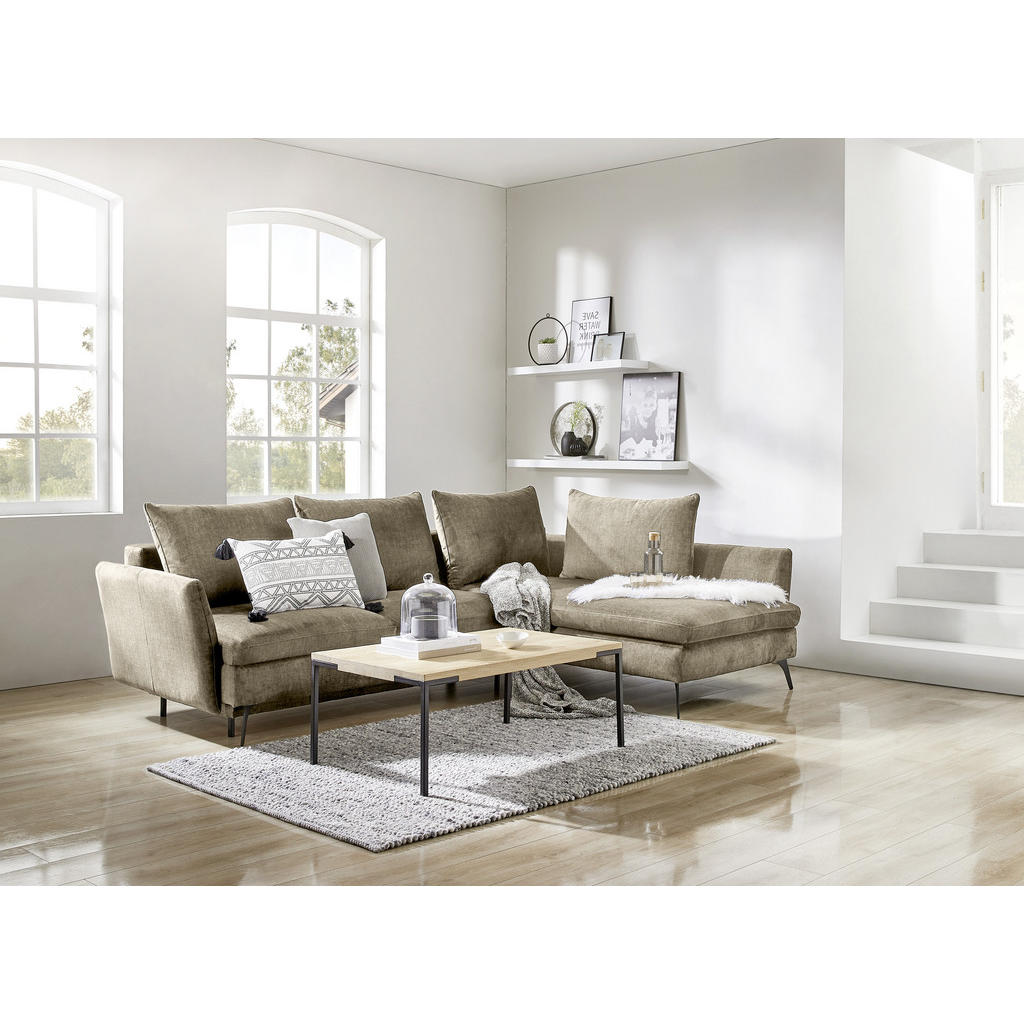 Thumbnail - Stylife Ecksofa, Dunkelbraun, Textil, 4-Sitzer, Ottomane rechts, L-Form, 282x182 cm, Stoffauswahl, seitenverkehrt erhält...