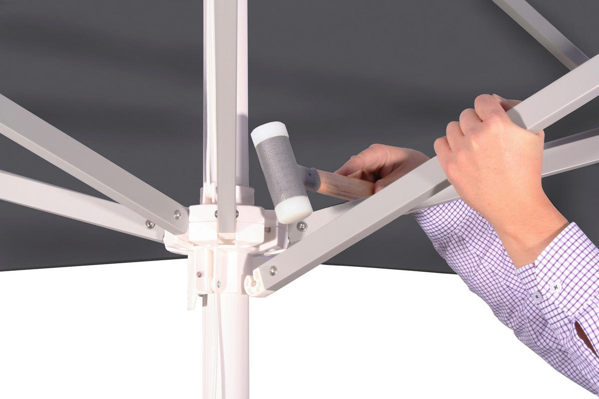 SLUNEČNÍK 300 cm - barvy stříbra/antracitová, Basics, kov/textil (300cm) - Schneider