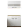 BUFFET 100/200/60 cm  in Weiß, Eichefarben  - Eichefarben/Silberfarben, Basics, Glas/Holzwerkstoff (100/200/60cm) - Respekta